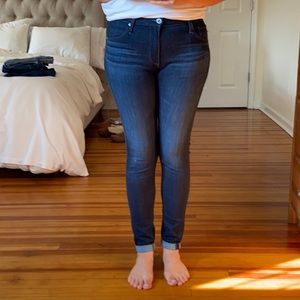 AG high rise skinny dark wash jeans